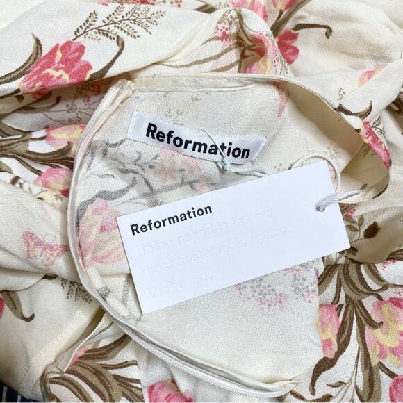 NWT Reformation Gatsby Floral Long Sleeve V Neck Dress Gown Leila Size 0 - Picture 5 of 6